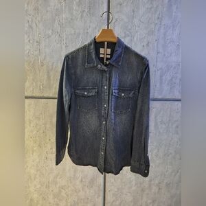 J Crew 100% Cotton Pear Snap Denim Longsleeve Shirt Slim Fit Size 10